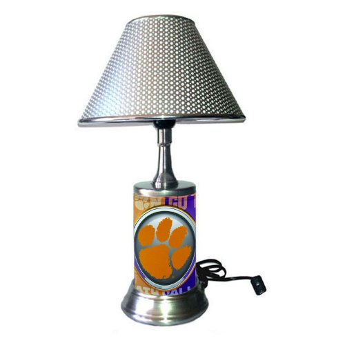 Clemson Tigers lamp with chrome shade, bullseye designed - Click Image to Close
