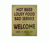 Hot Beer Sign, metal, tin